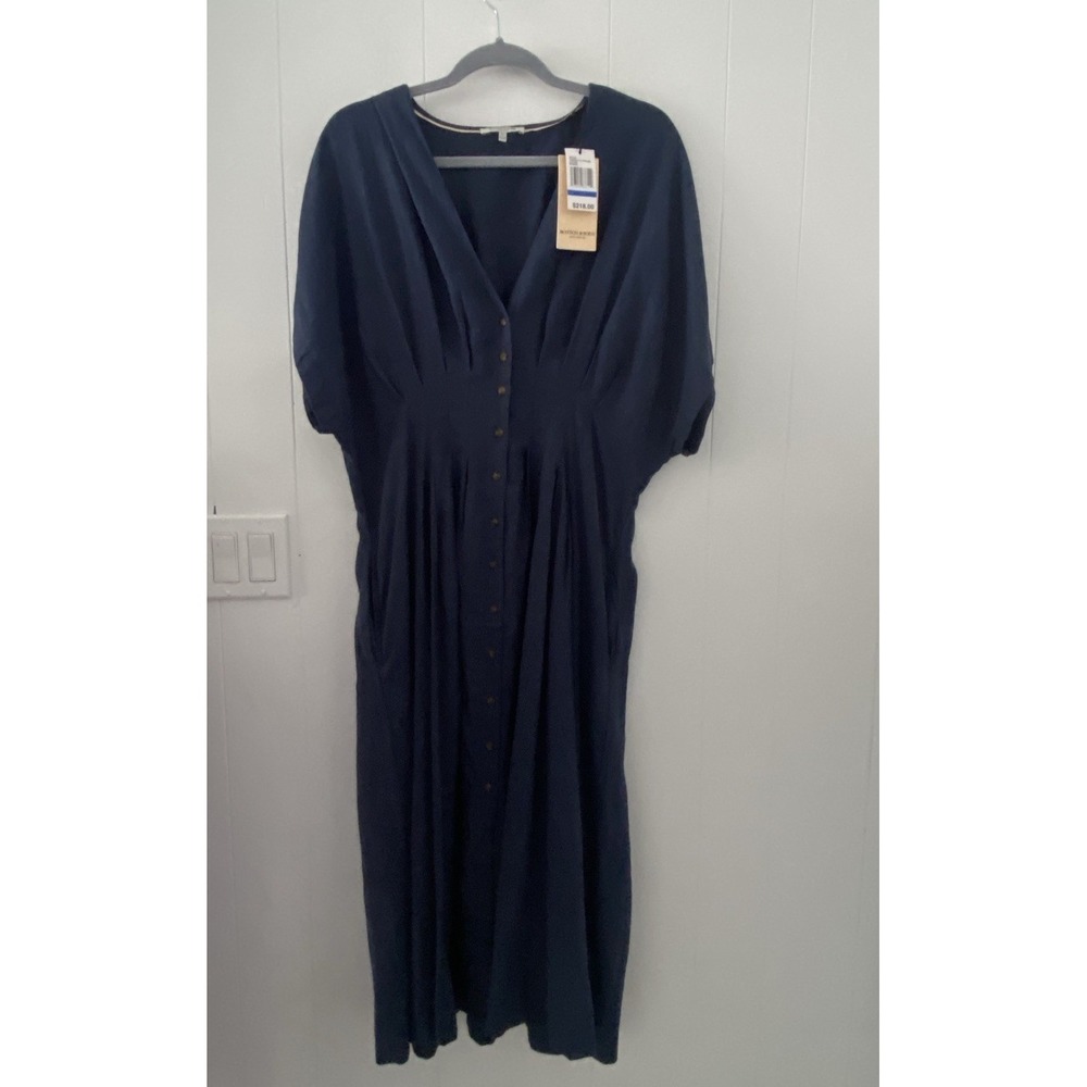 Scotch & Soda NWT Linen Blend Button-Front Midi Dress Size XL Navy Big Dipper